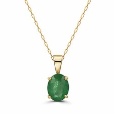 Birthstone 14K Yellow Gold Emerald 1.02 cts 18" Pendant Necklace