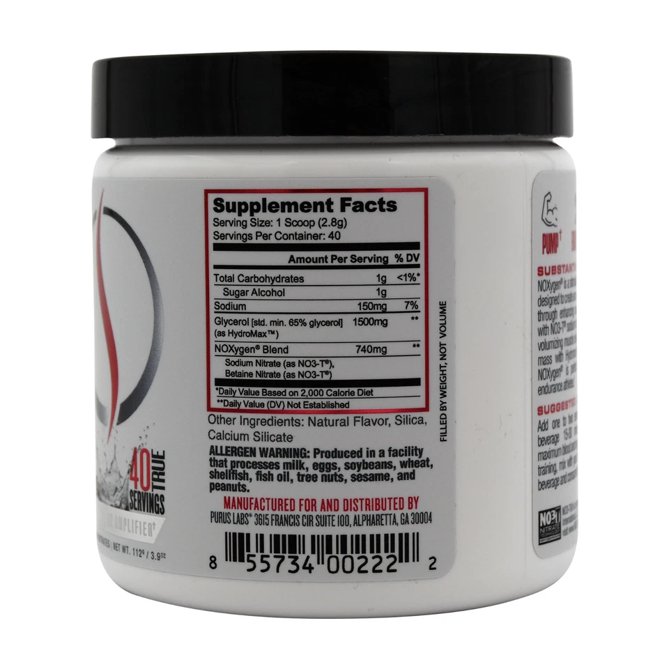 Purus Labs oxígeno sin sabor: refuerzo de óxido nítrico de acción rápida (40 porciones) Foto 2 de 3