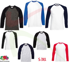 Fruit of the Loom Mens Valueweight Long Sleeve Baseball T-Shirt Casual Sports T