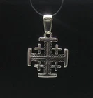 Sterling Silver Pendant Solid Handmade 925 Jerusalem Cross PE000588 Empress New