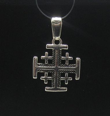 Sterling Silver Pendant Solid Handmade 925 Jerusalem Cross PE000588 Empress New