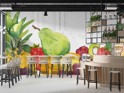 3D Pineapple Pear Grape Orange Self-adhesive Removeable Wallpaper Wall Mural