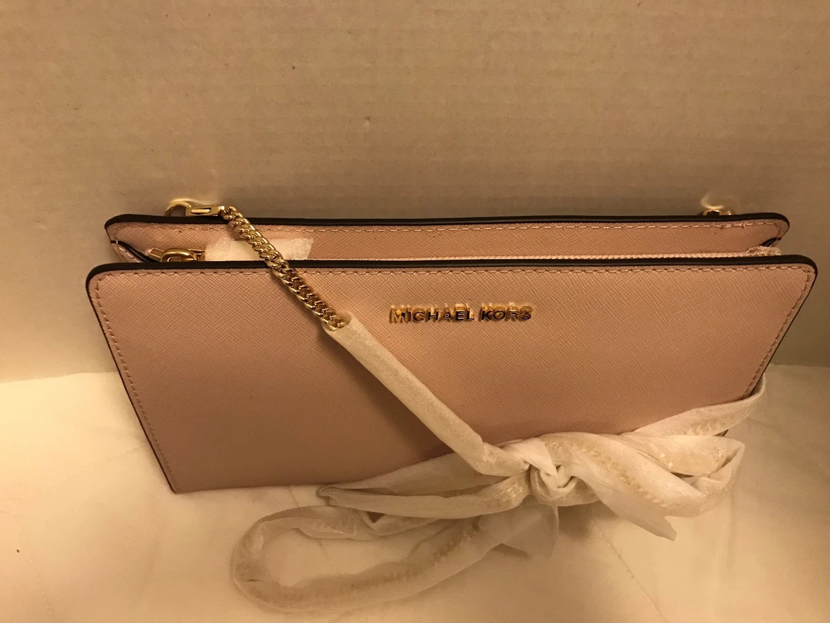 Michael Kors Soft Pink Convertible Leather Clutch Crossbody Bag