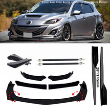 For Mazda 3 Mazdaspeed3 Front Rear Bumper Lip Spoiler Splitter Glossy Black