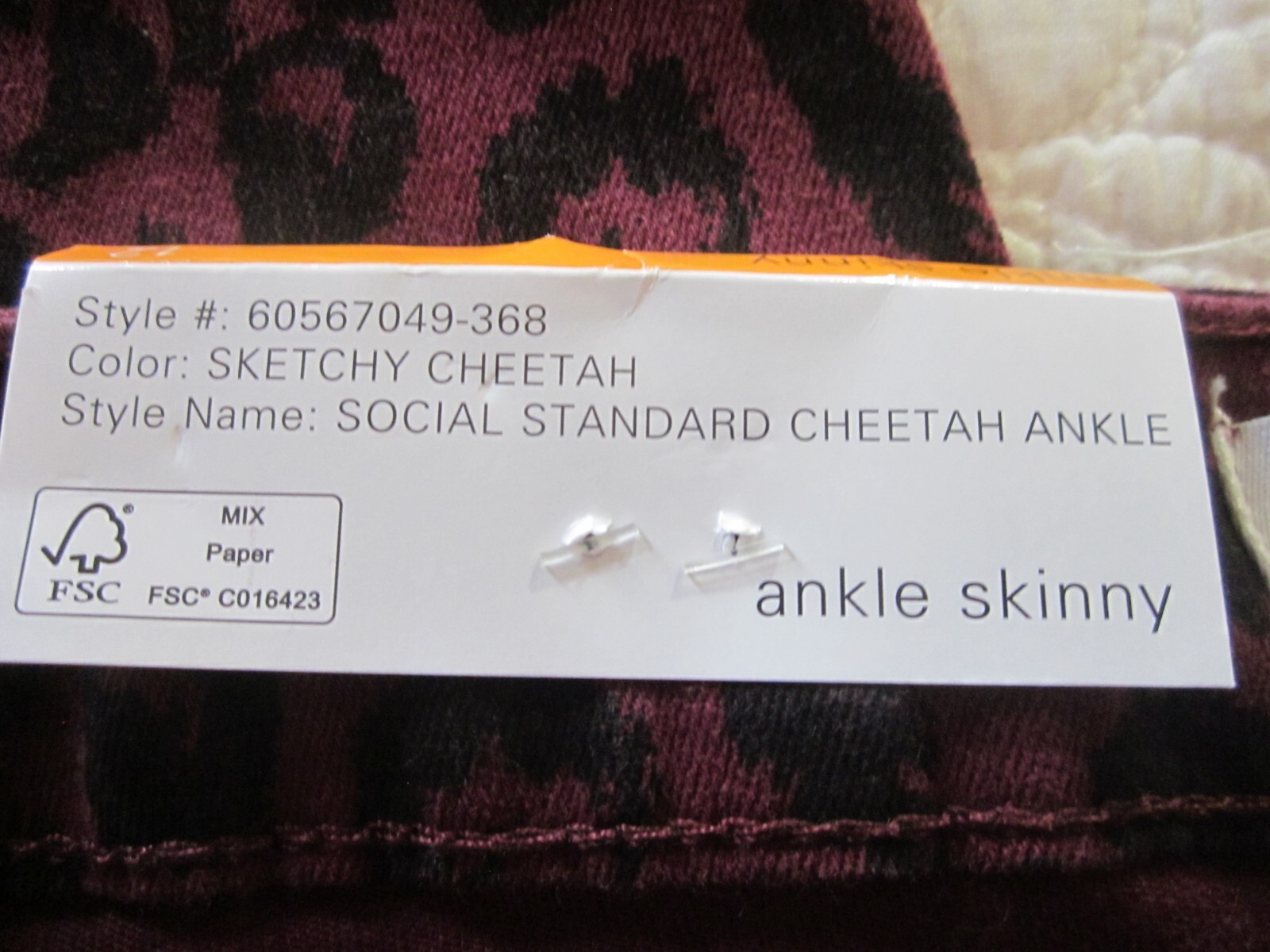 Social Standard by Sanctuary Womens Jeans Size 12 Ankle Skinny Stretchy Cheetah