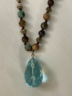 Faceted Crystal Pendant. 18” Length. Rejoice Designs Bead Necklace with Aqua