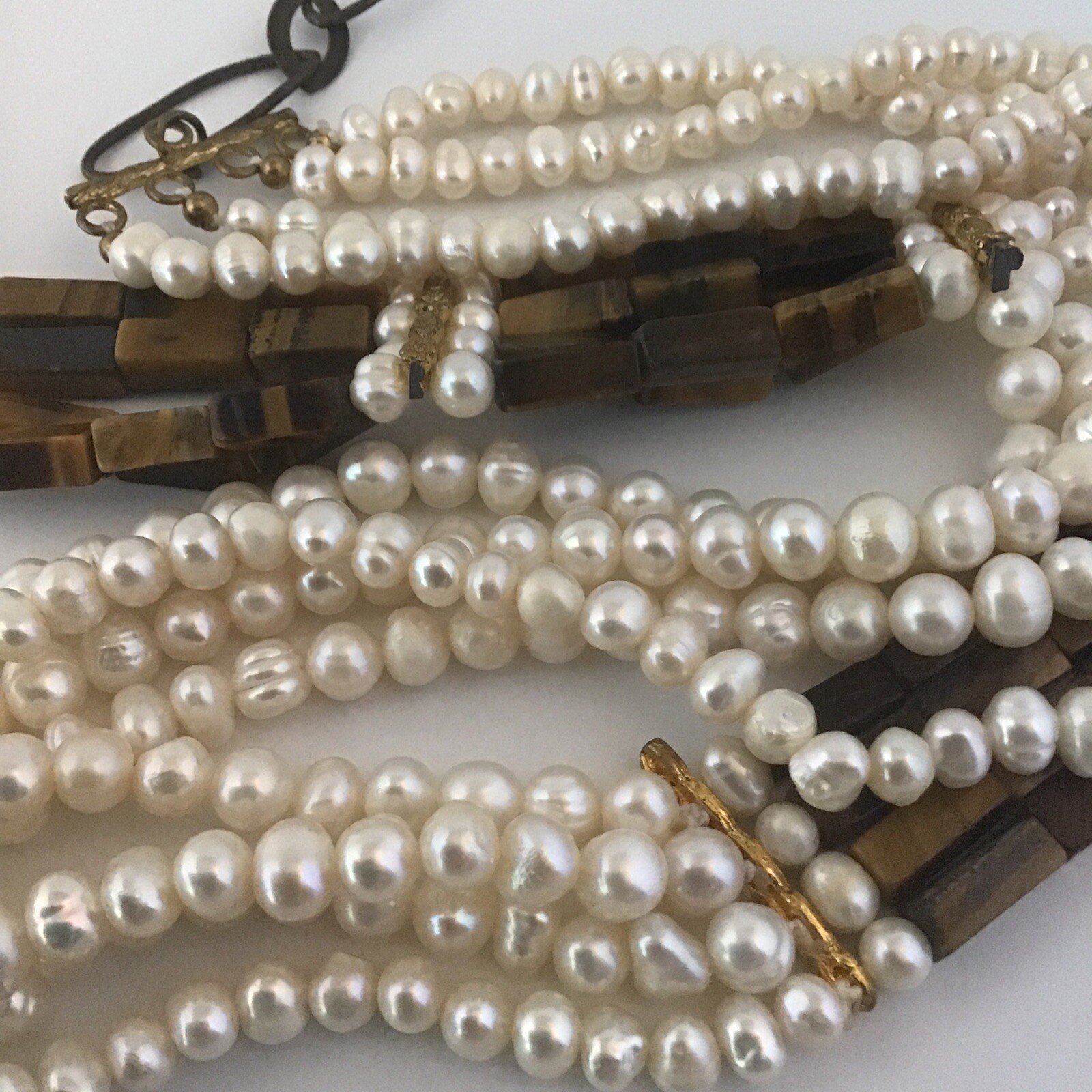 MULTI STRAND Extra Long PEARL BEAD NECKLACE WITH Tige… Gem