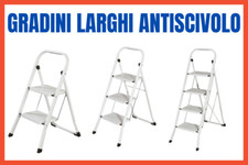 Scala Scaletta Sgabello in Acciaio Pieghevole 2 3 4 Gradini Larghi Domestica