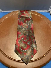 Mark Alexander Men’s Red 100% Imported Silk Tie Paisley Necktie Made In USA