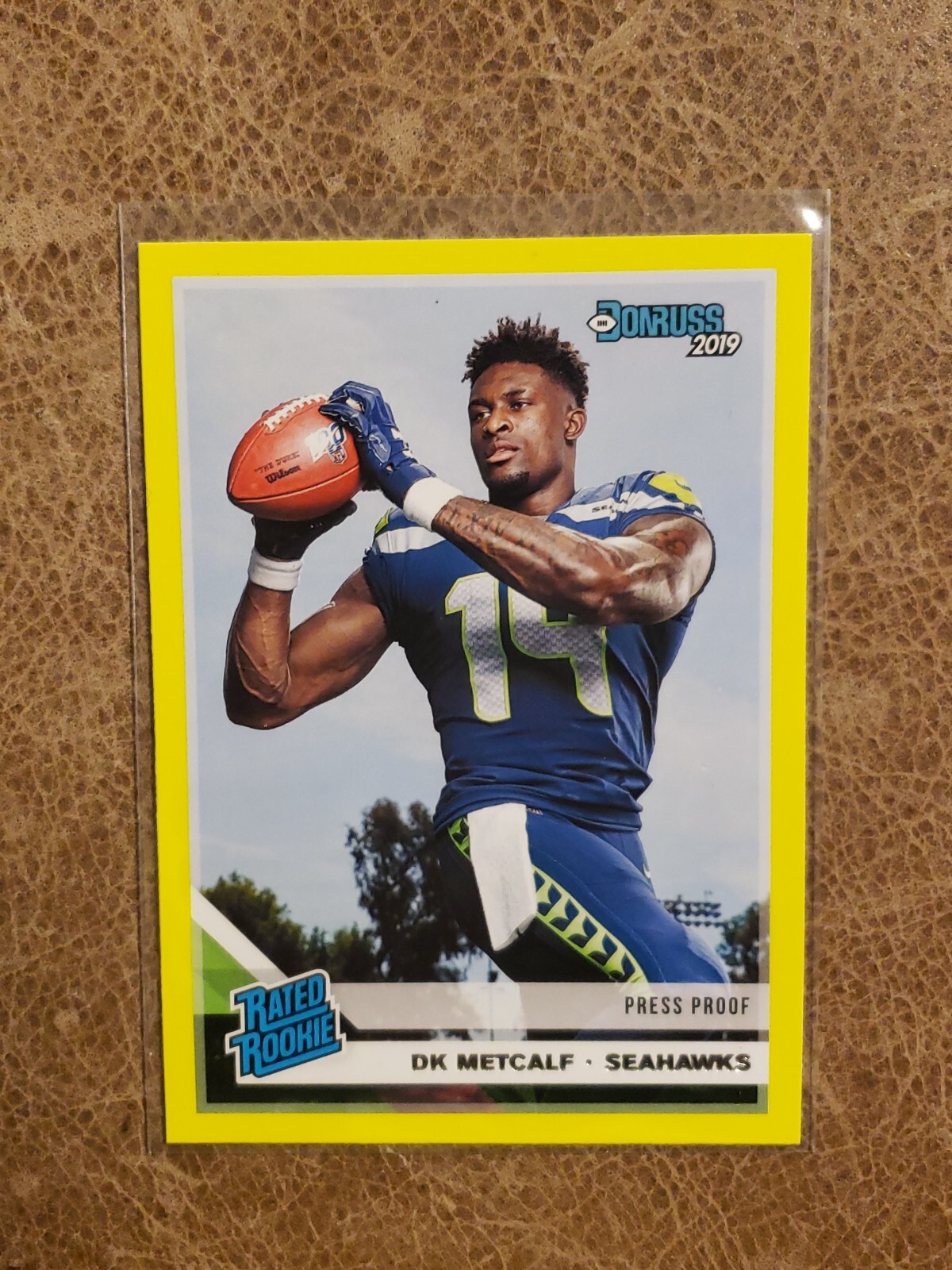 2019 Panini Donruss Rated Rookie DK Metcalf Seattle Seahawks Yellow Press Proof