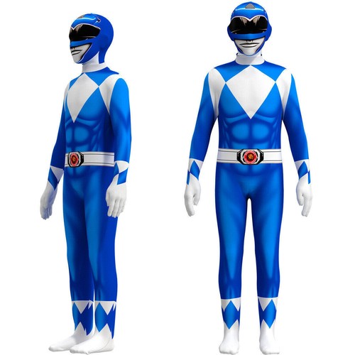 Kids Ranger Morphsuit Mighty Morphin Power Rangers Boys Jumpsuit Cosplay Costume - Picture 12 of 17