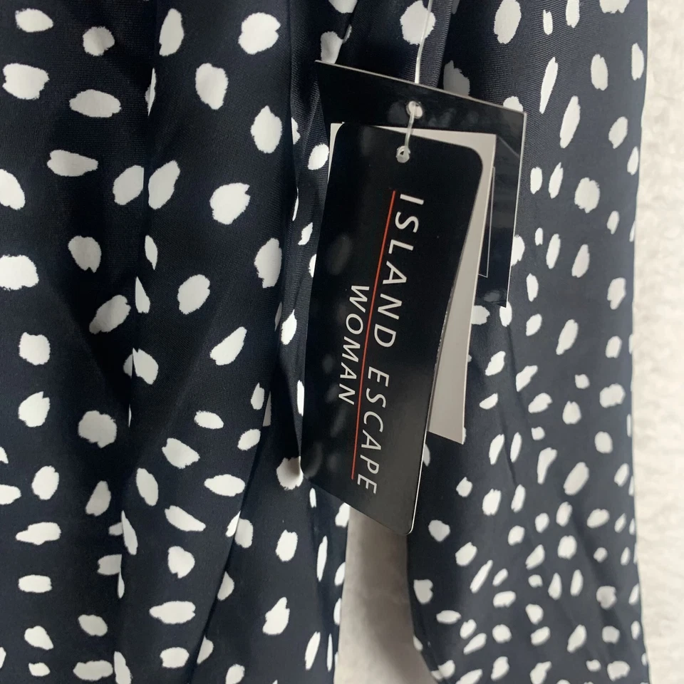 Island Escape Rash Guard Para Mujer 1X Negro Blanco Lunares Elástico Media Cremallera S9472 Foto 2 de 4