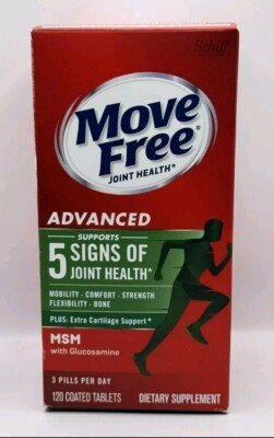 Schiff Move Free Joint Health, Advanced MSM w/ Glucosamine 120 Tablet Exp 8/2025