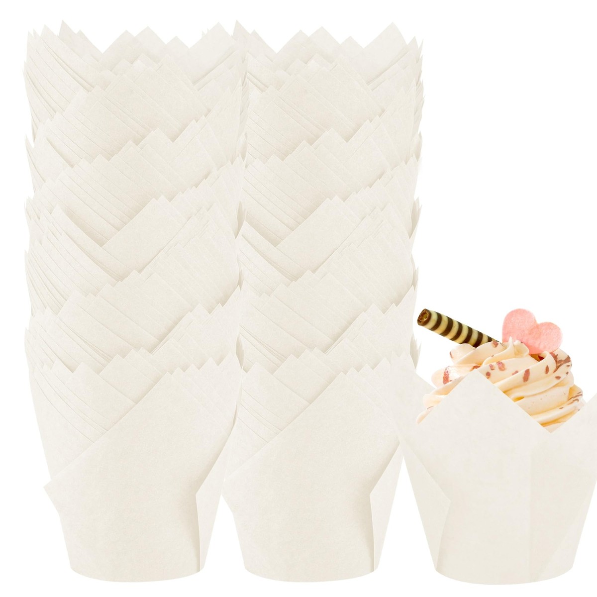 200 Pcs Tulip Cupcake Liners Parchment Paper Muffin Wrappers for