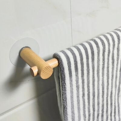 Wooden Bath Towel Bar Single Towel Bar for Bathroom 32 Inch Towel Bar Command...