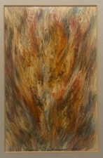 Vintage 1969 EDWARD DUBUQUE Splatter ABSTRACT EXPRESSIONIST Fire FLame Painting