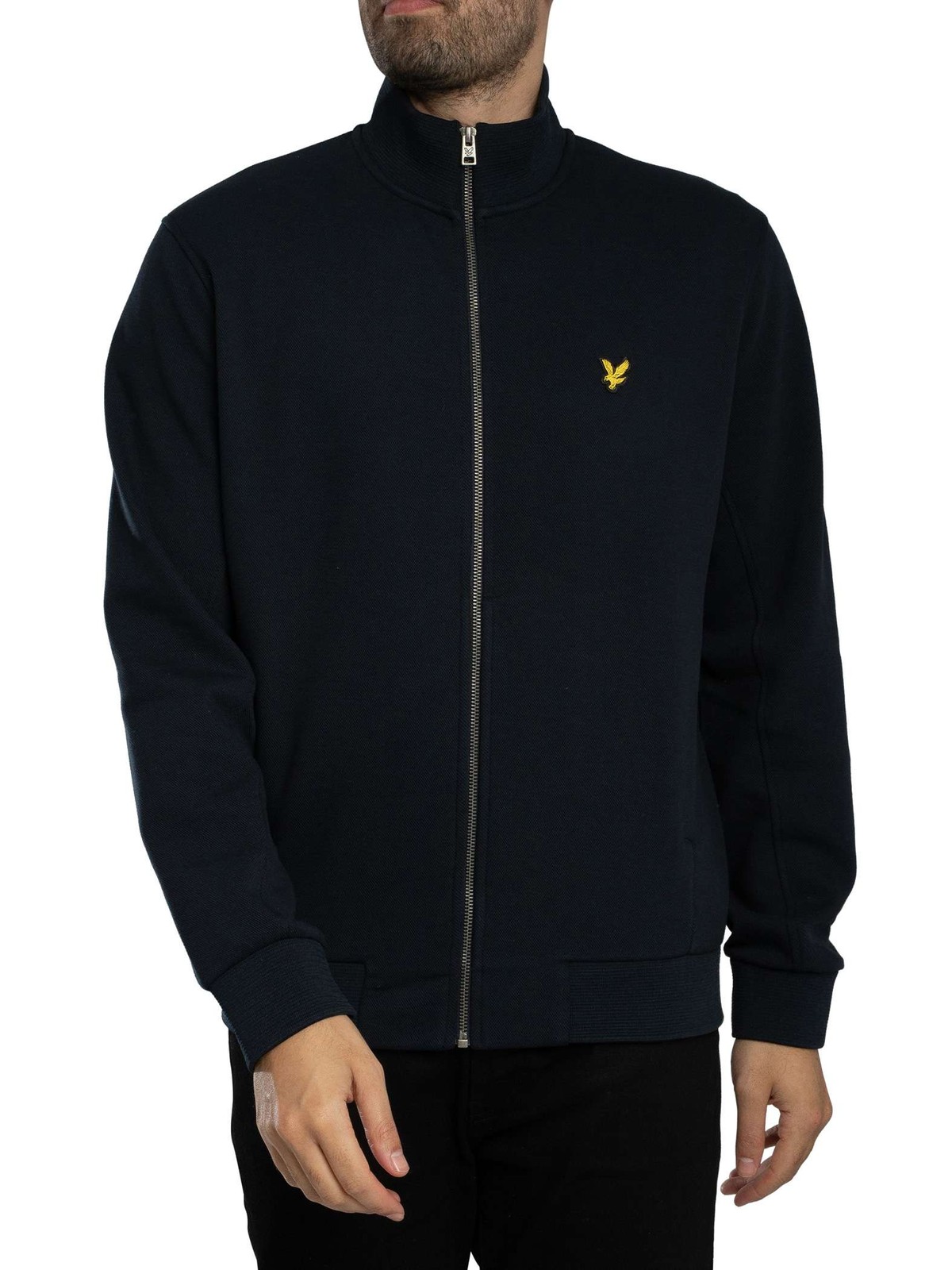 Lyle & Scott Pique Zip Through Sweatshirt, Dark Navy - S