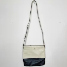Kate Spade Southport Avenue Cloey Crossbody Bag Cream Black Pebbled Leather
