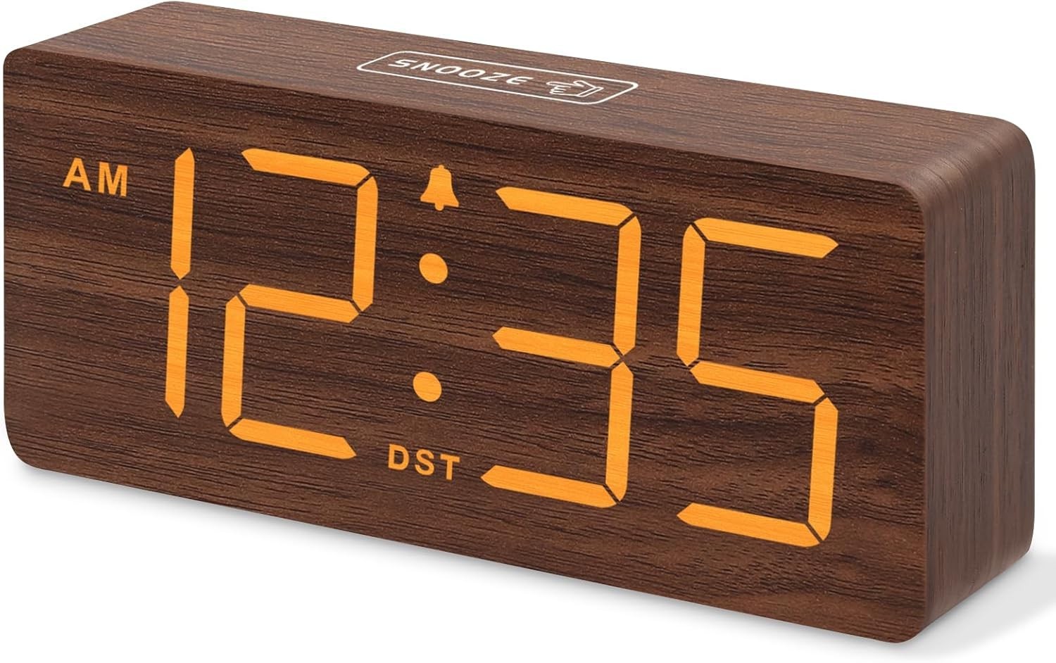 Wooden Digital Alarm Clock Bedroom Desk Clock W/ Large Numbers Living Room