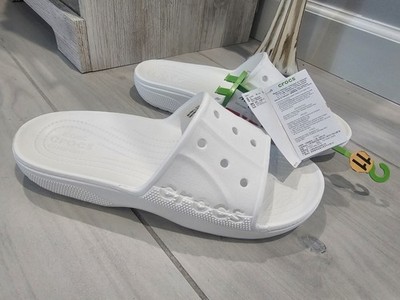 Crocs Mens White Slides Size 11 New