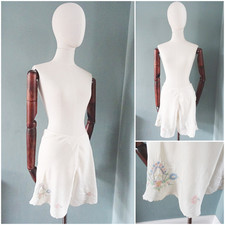 Vintage French Knickers Panties 1930s Ivory Artificial Silk Floral Embroidery