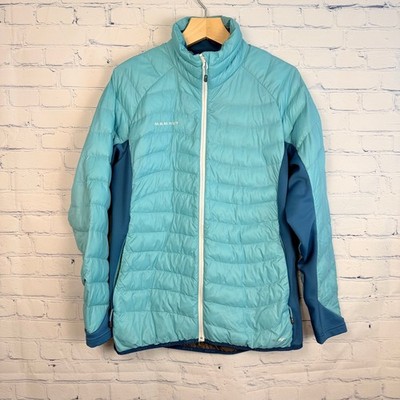 Mammut Pertex Microlight Puffer Jacket Womens XL Blue Full Zip Quilted Hiking