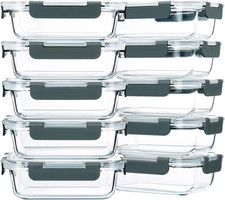 10-Pack,22 Oz Glass Meal Prep Containers,Glass Food Storage Containers with Lids