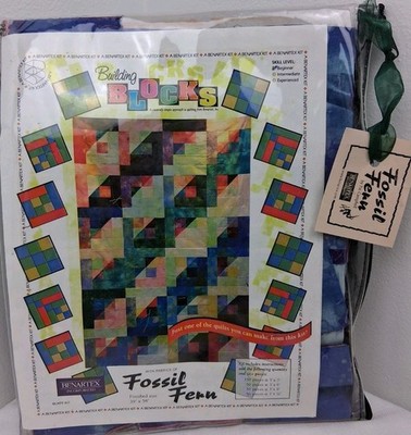Fossil Fern Building Blocks Crazy Quilt Kit Benartex NEW Cut Fabric Instructions