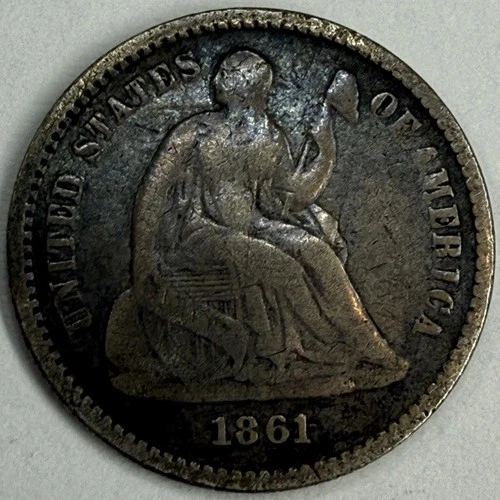 1861 Seated Liberty Half Dime 5c Exact Coin Imaged #SL266