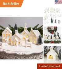 Magical 9-Piece Holiday Village with Remote Lights - Farmhouse Charm in White