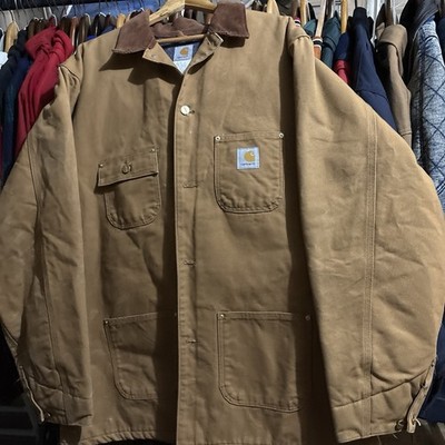 Y2K 2000s Vintage Carhartt C01 BRN Blanket Lined Tan Chore Jacket Size 50