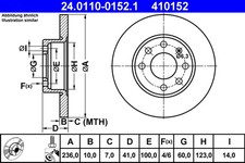 2x ATE Bremsscheibe 24.0110-0152.1 für TR S83 KADETT CC OPEL T85 CORSA Caravan