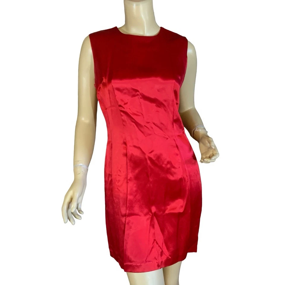 MINIVESTIDO VINTAGE CIRCA 1990 R-WEAR RAMPAGE WEAR CO ROJO SATINADO TALLA 7/S Foto 3 de 4