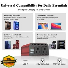 Pro Chaser 400W Power Inverter 12V DC to 110V AC USB Ports