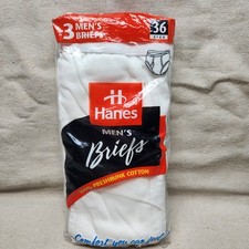 Vintage 1997 Mens Hanes Cotton Briefs Whitey Tighties Underwear 36 NEW
