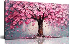 Pink Wall Art Large Tree of Life Wall Art for Living Room Bedroom Office Bath...