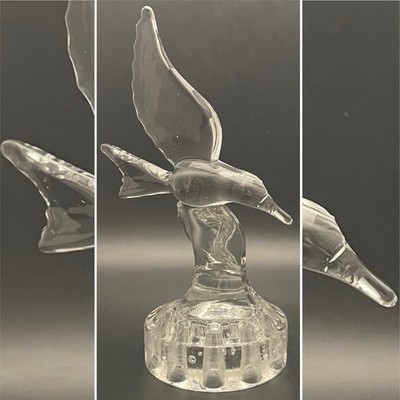 Cambridge Figural Seagull 10-Hole Manganese Glass Flower Frog 1940-58 USA 10''t