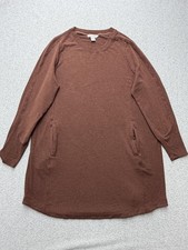 Athleta Sweater Dress Womens 1X Brown Balance Long Sleeve Zip Pockets Knit