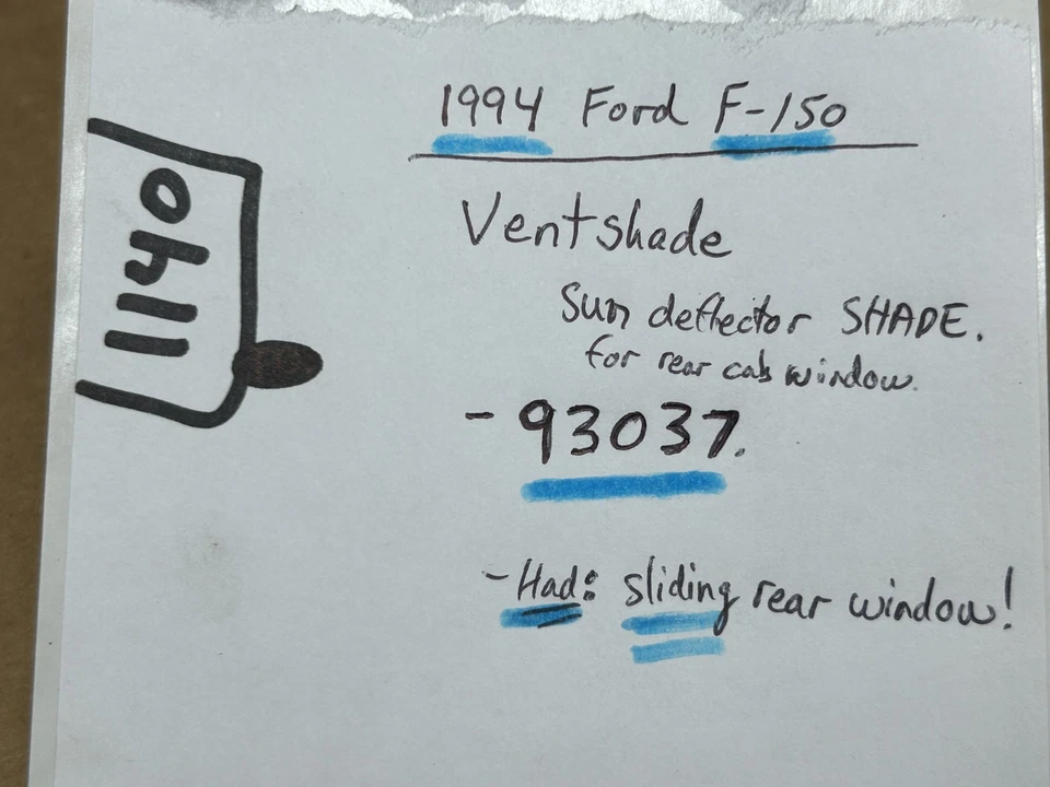 De colección 80-96 Ford F-150 - Parasol Deflector Ventana Trasera Deflector Solar 93037 Foto 2 de 4