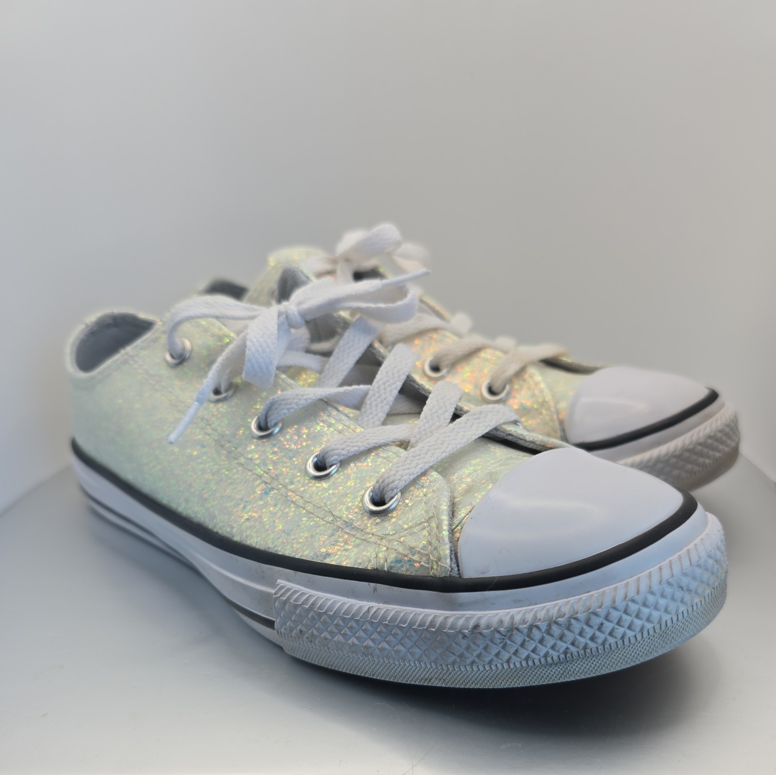 Size 3 - Converse All Star Silver Glitter Junior Shoes model - 665979C thumbnail 4