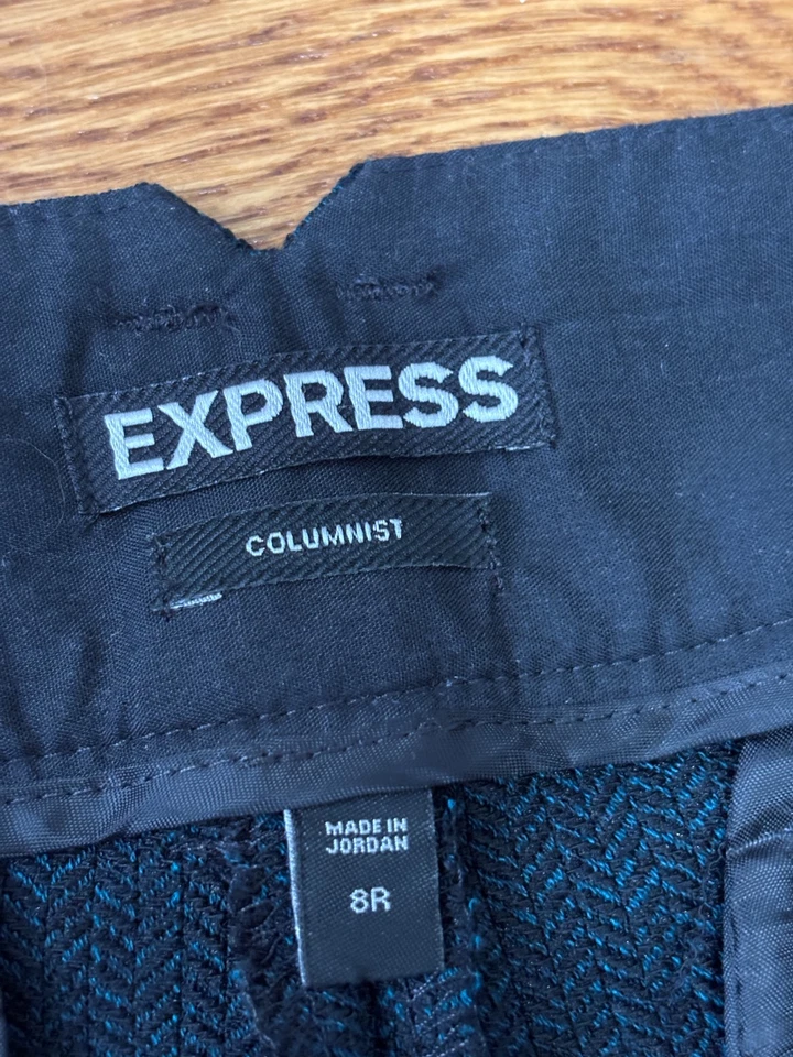 Express Womens Columnist Bootcut Trouser Dress Pants Size 8R Green Black Career - Image 3 of 4