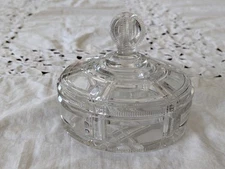 Antique Duncan & Sons Glass. Cryptic Zipper. Nova Scotia Ribbon Stars Candy Dish