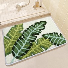 Palm Leaf Bathroom Mat Quick Drying Soft Microfiber Non Slip Washable 31x20 Inch