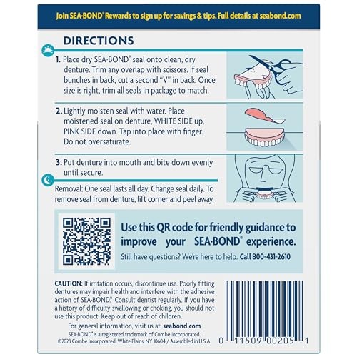 Sea Bond Denture Adhesive 30 Count Zinc Free Original Flavor All Day Hold - Picture 2 of 7