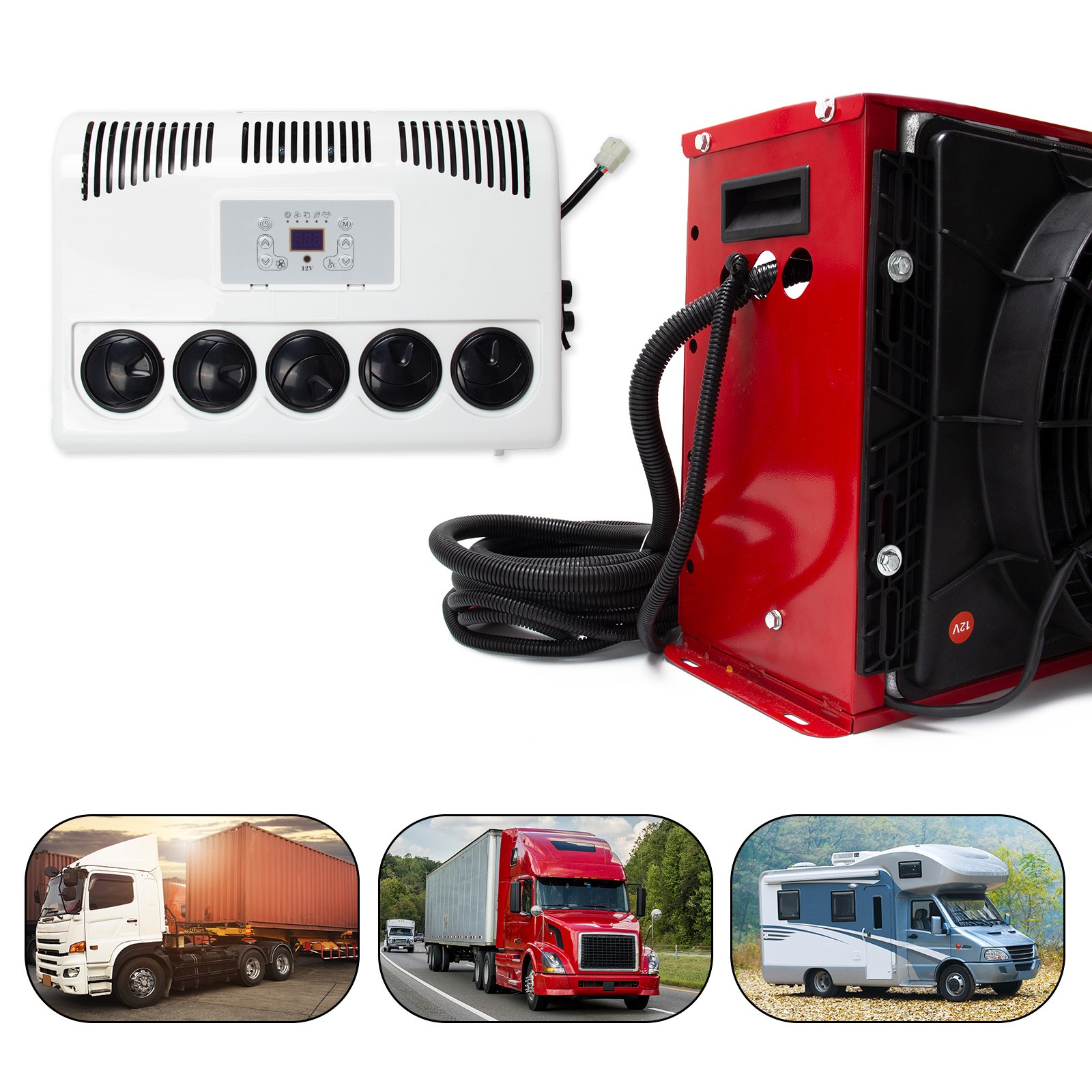 12V 11000BTU Split AC for Semi Trucks Buses RVs Caravans-image