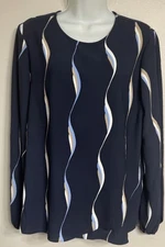 Alfani Blouse Women’s Size Large Crossover Front Long Sleeve Blue NEW
