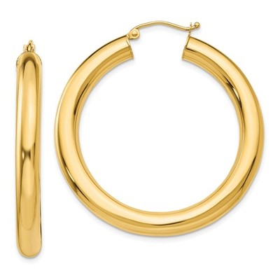 14 Karat Gelbgold mittlere Creolen poliert rund Design für Damen Alltag