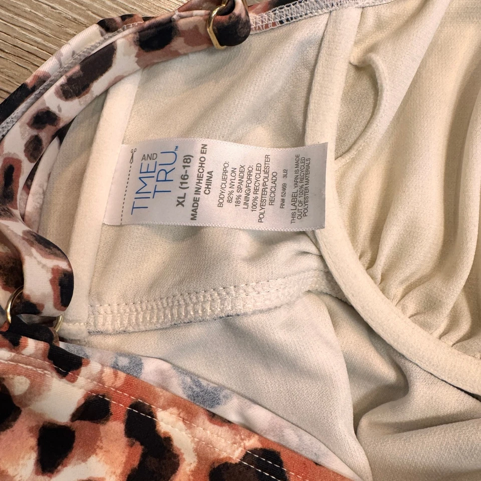 Maiô Time and Tru XL grande estampa de leopardo regata com aro - Imagem 4 de 4
