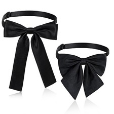 Teaaha 2PCS Black Bowtie Western Bow Ties for Men Women, Solid Color Colonel Sat