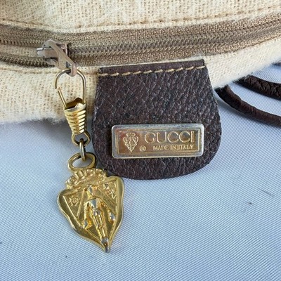 GUCCI Canvas Brown Leather GG Web Ophidia Bucket Shoulder Bag Made